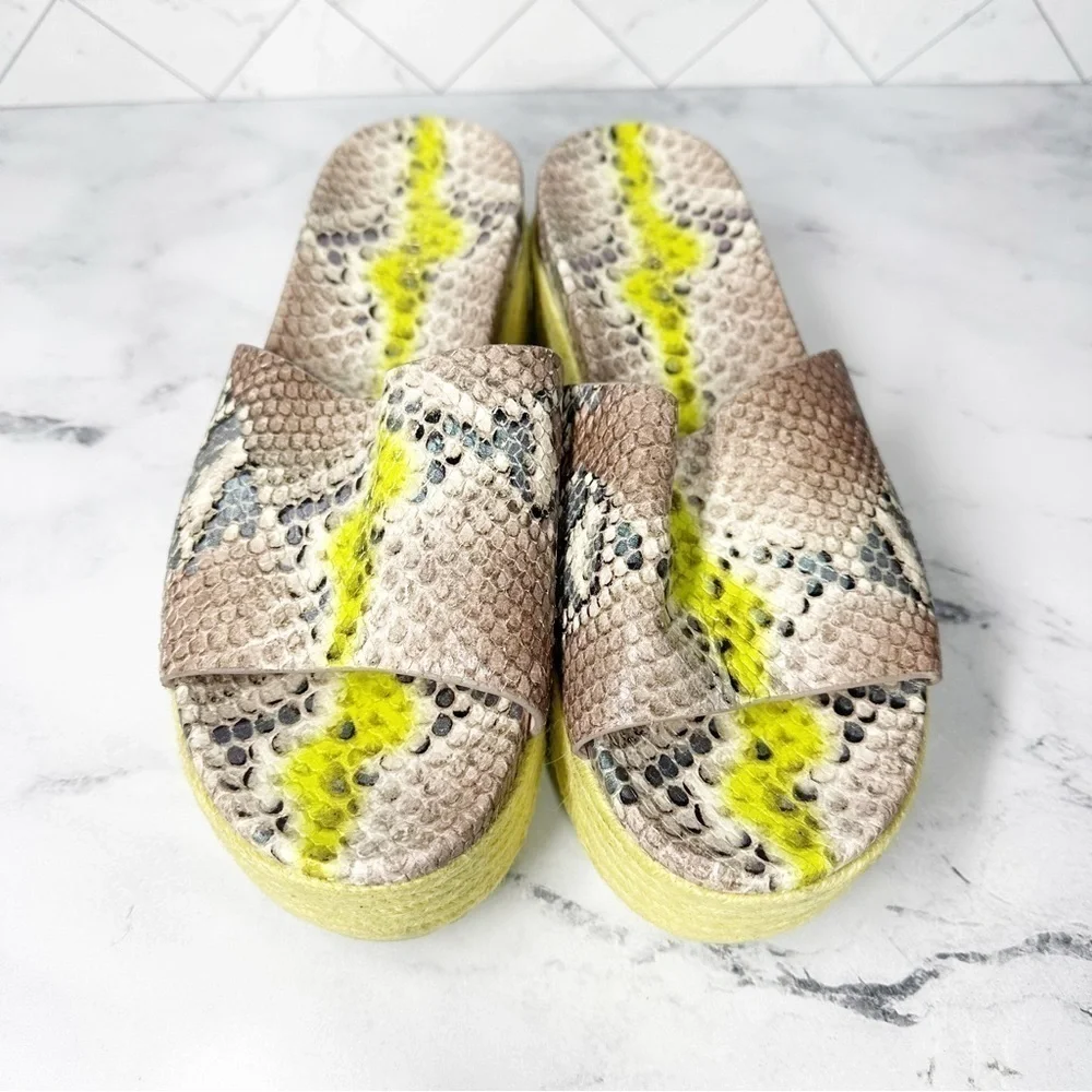 Kate Spade Zia Platform Leather Espadrille Snake Print Size 9 B